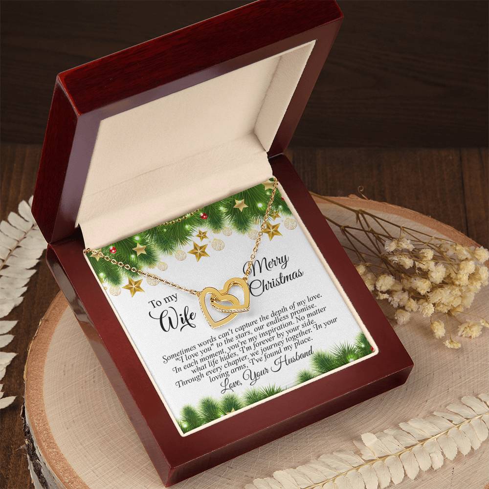 4004c Interlocking Hearts neck, Gift to my Wife with Beautiful Message Card