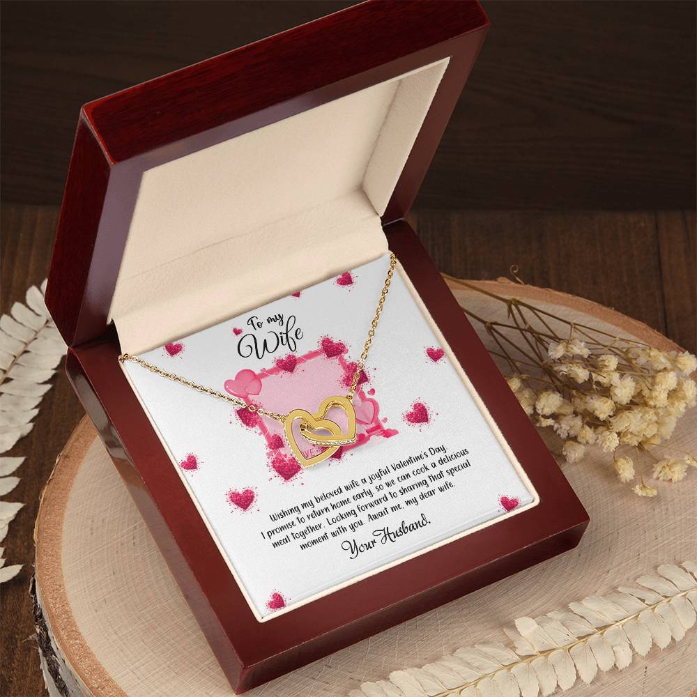 valentine-32b Interlocking Hearts neck, Gift to My Soulmate with Message Card