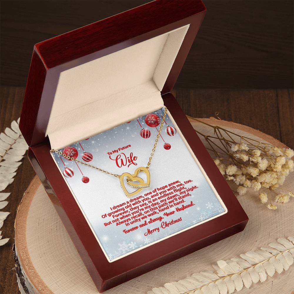 4012b Interlocking Hearts neck, Gift to my Wife with Beautiful Message Card