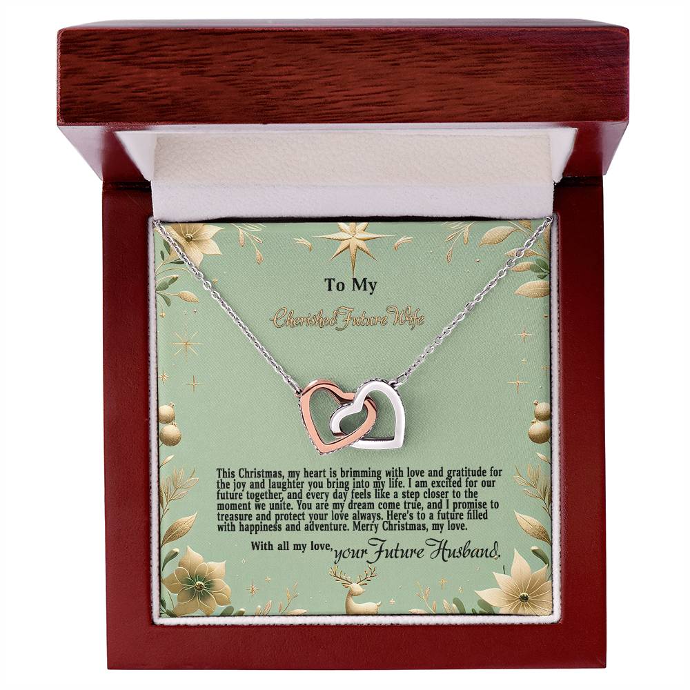 4047c Interlocking Hearts Necklace, Gift to my Future Wife with Beautiful Message Card