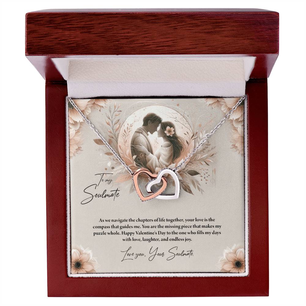 Valentine-st27b Interlocking Hearts neck, Gift to My Soulmate with Message Card