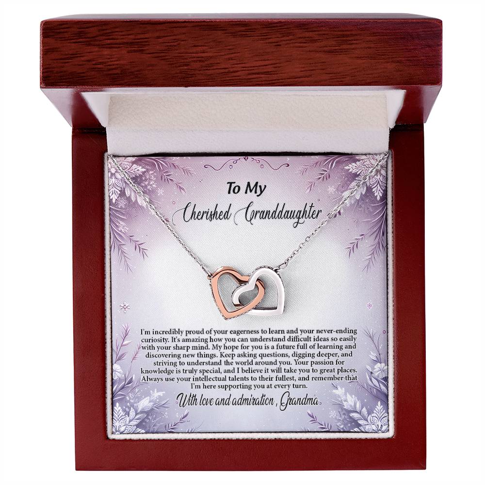 4054c Interlocking Hearts Necklace, Gift to My Granddaughter , with beautiful message card