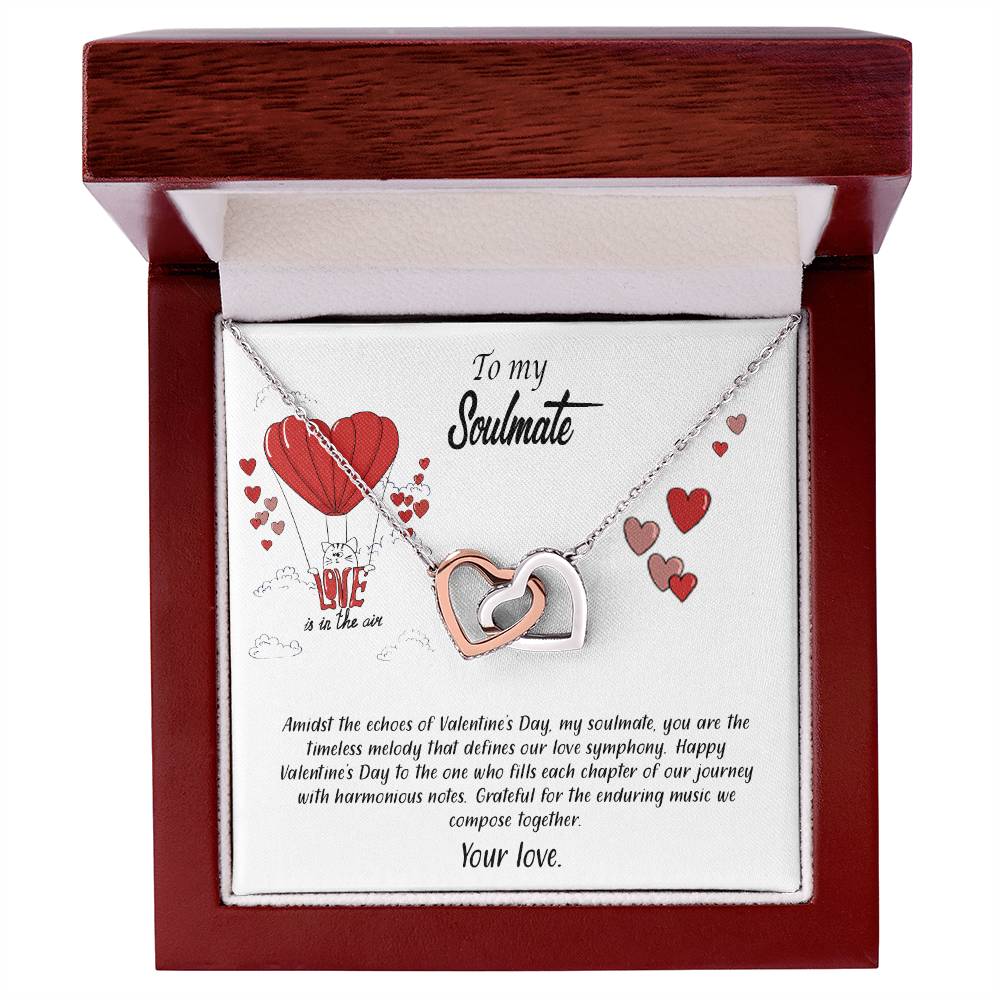 valentine-24b Interlocking Hearts neck, Gift to My Soulmate with Message Card