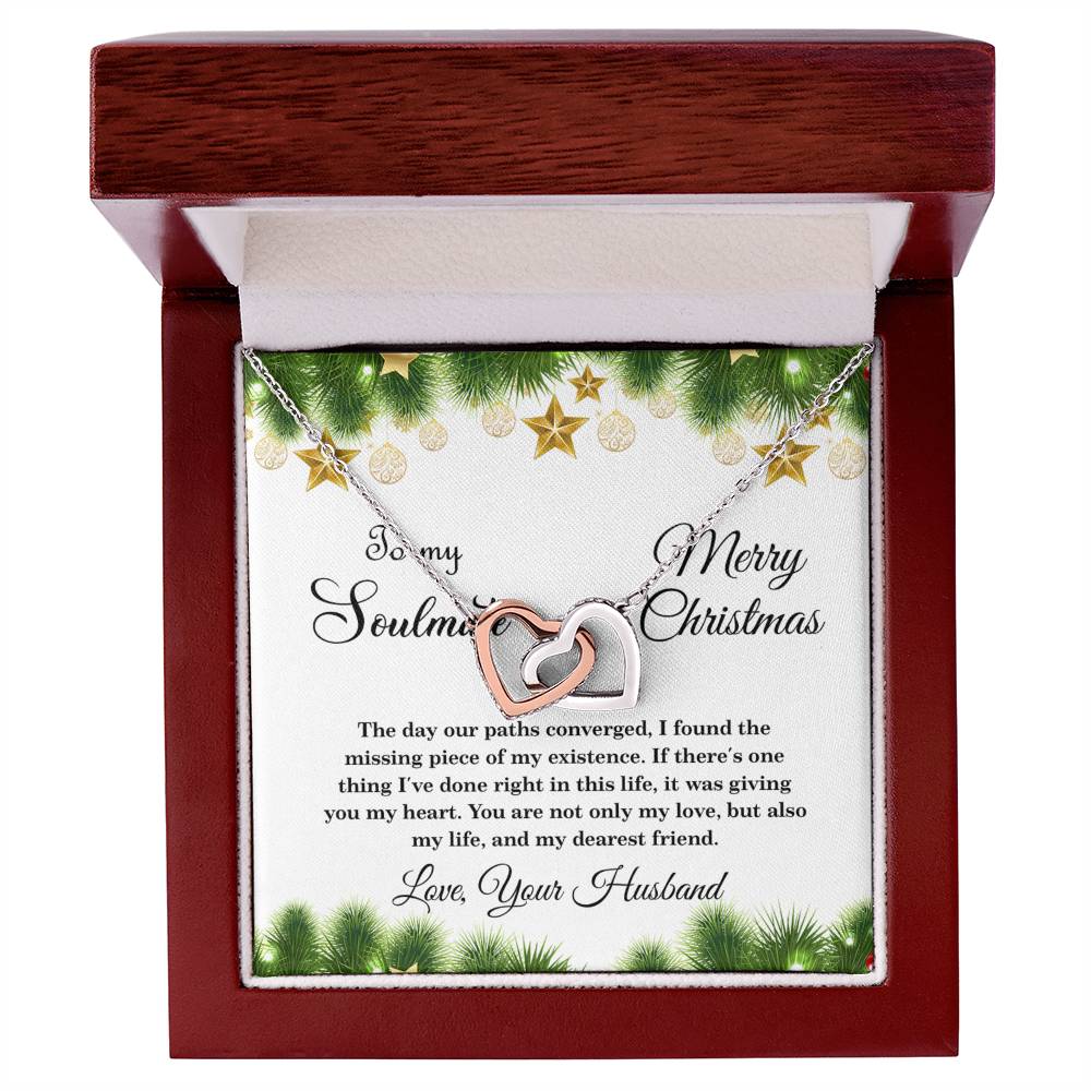 4004a Interlocking Hearts neck, Gift to My Soulmate with Message Card