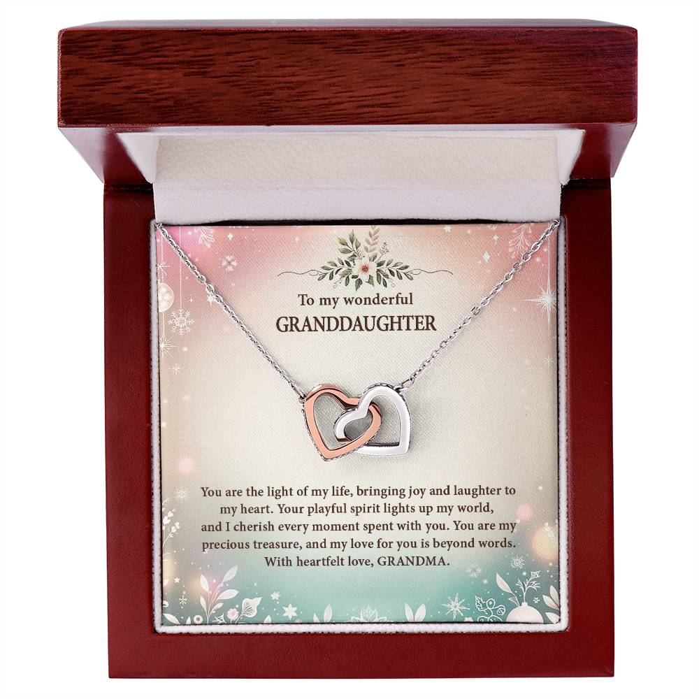 4057a Interlocking Hearts Necklace, Gift to My Granddaughter , with beautiful message card