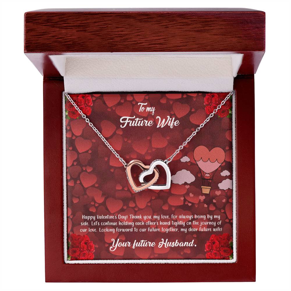 valentine-27d Interlocking Hearts Necklace, Gift to my Future Wife with Beautiful Message Card