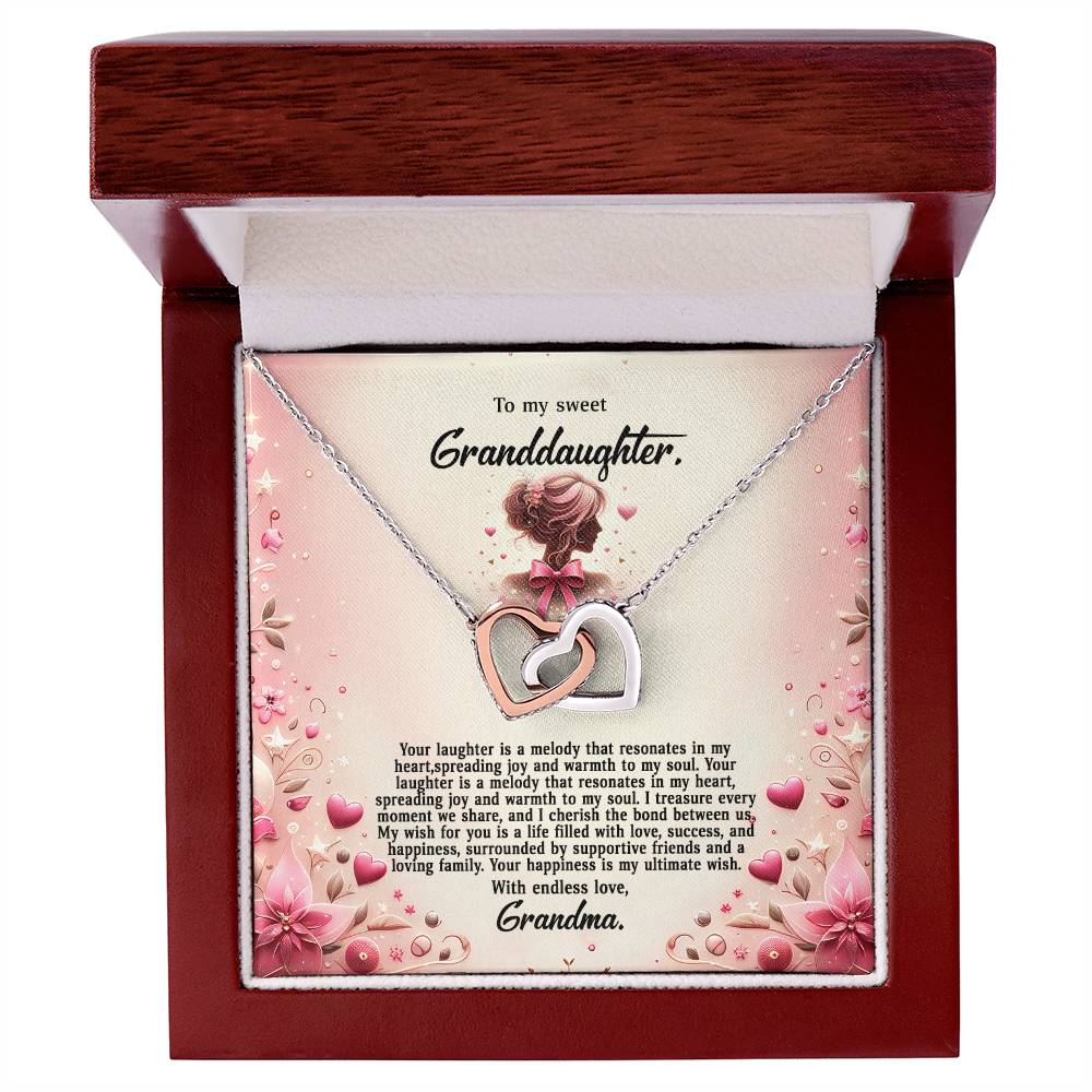 4058(b) Interlocking Hearts Necklace, Gift to My Granddaughter , with beautiful message card