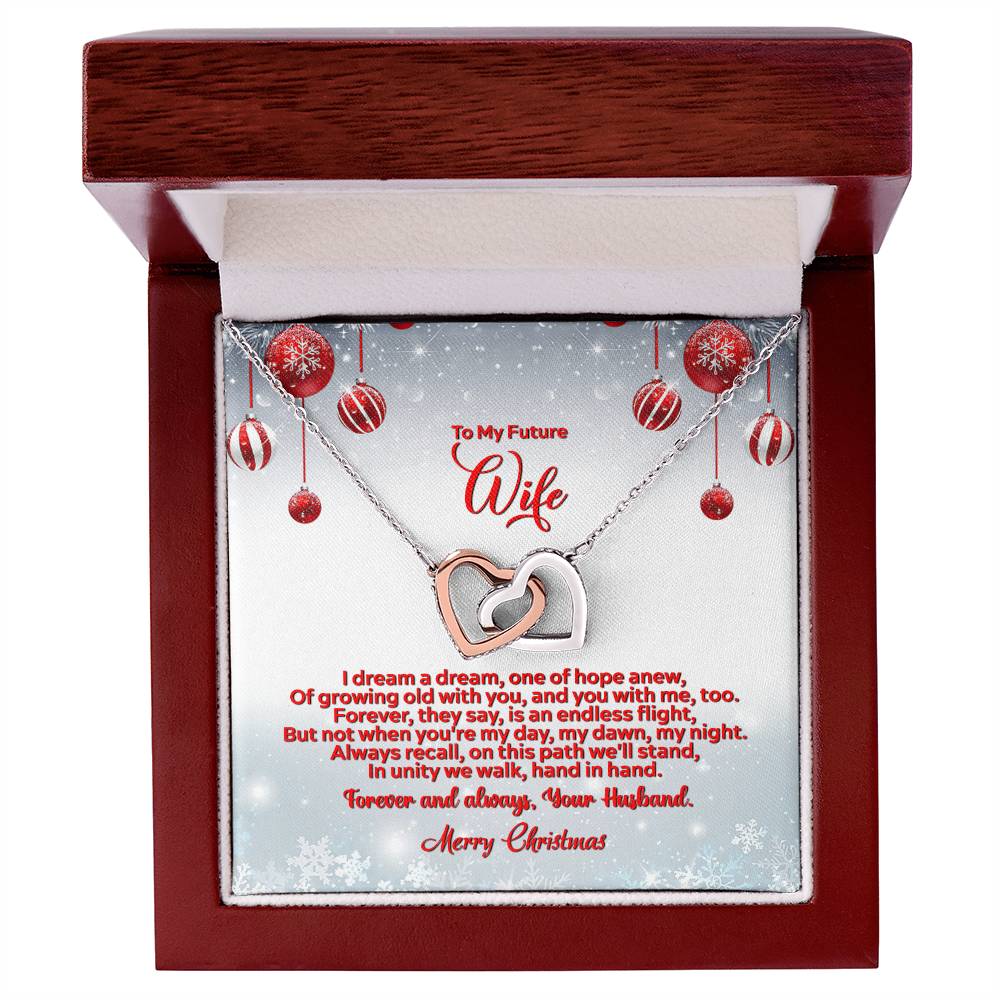 4012b Interlocking Hearts neck, Gift to my Wife with Beautiful Message Card