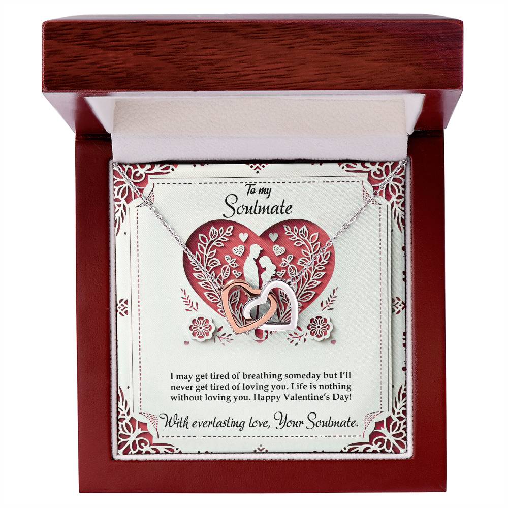 Valentine-st16b Interlocking Hearts neck, Gift to My Soulmate with Message Card