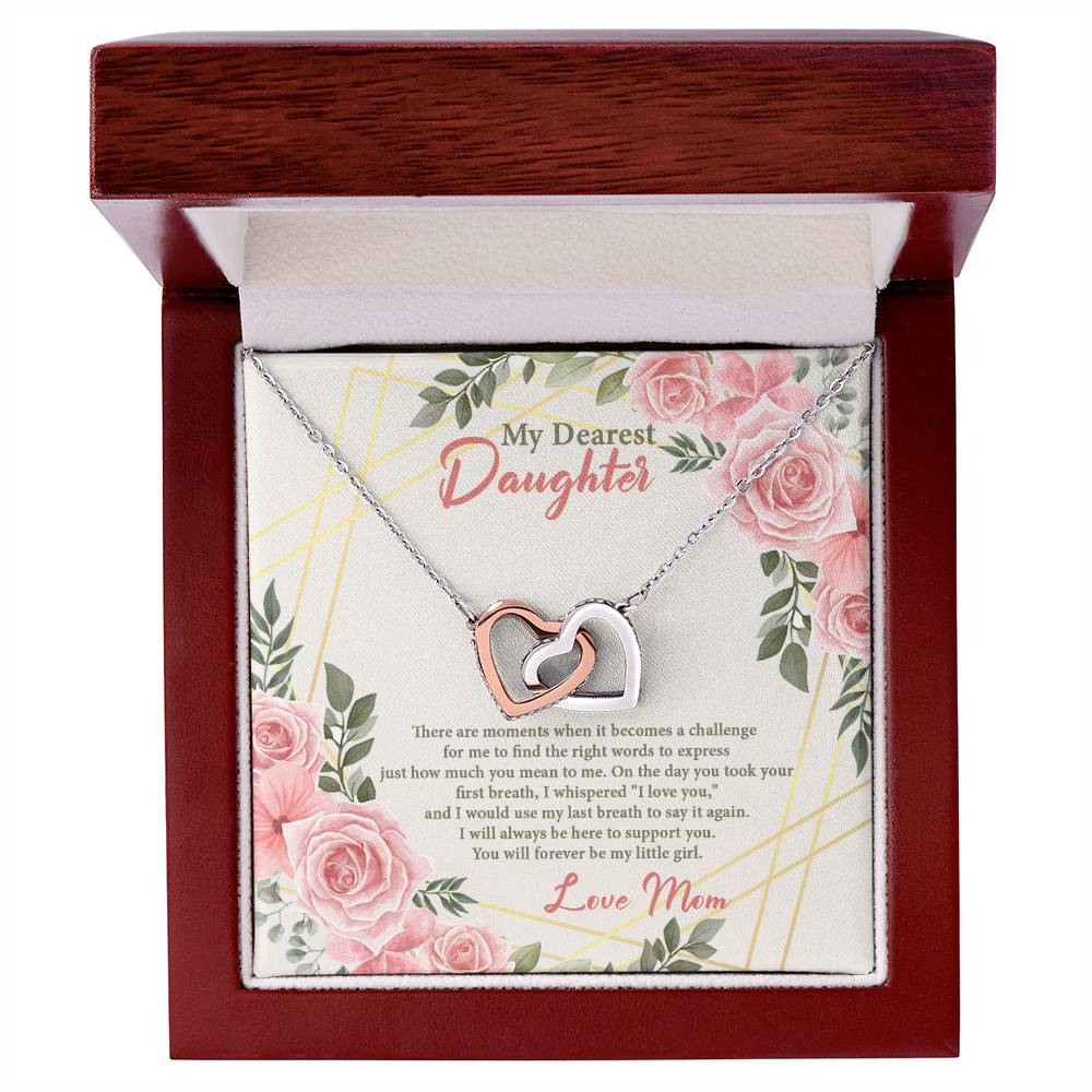 4021b Interlocking Hearts neck, Gift to my Daughter with Beautiful Message Card