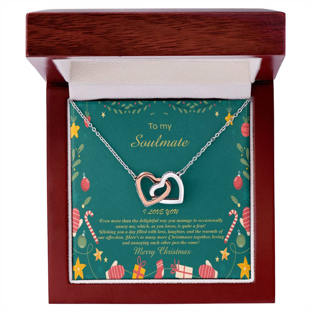 94098b Interlocking Hearts neck, Gift to My Soulmate with Message Card