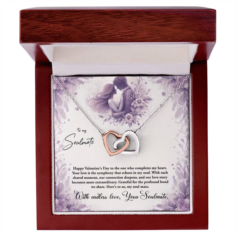 Valentine-st10b Interlocking Hearts neck, Gift to My Soulmate with Message Card