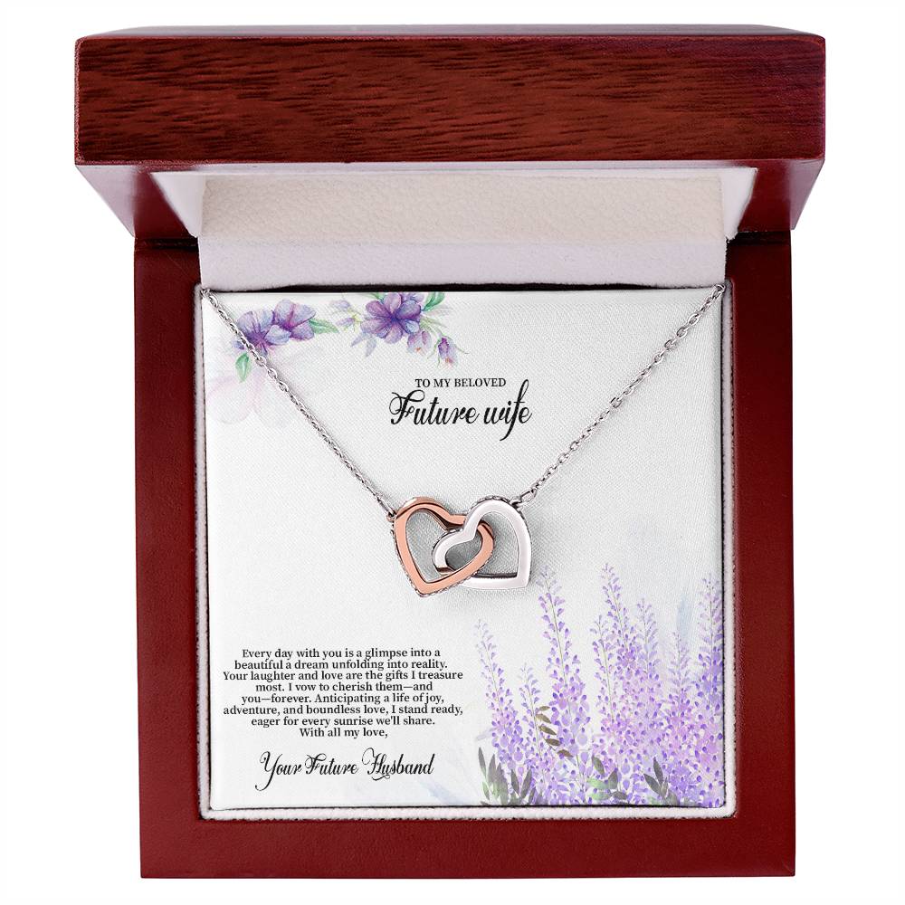 4030 (3) Interlocking Hearts Necklace, Gift to my Future Wife with Beautiful Message Card