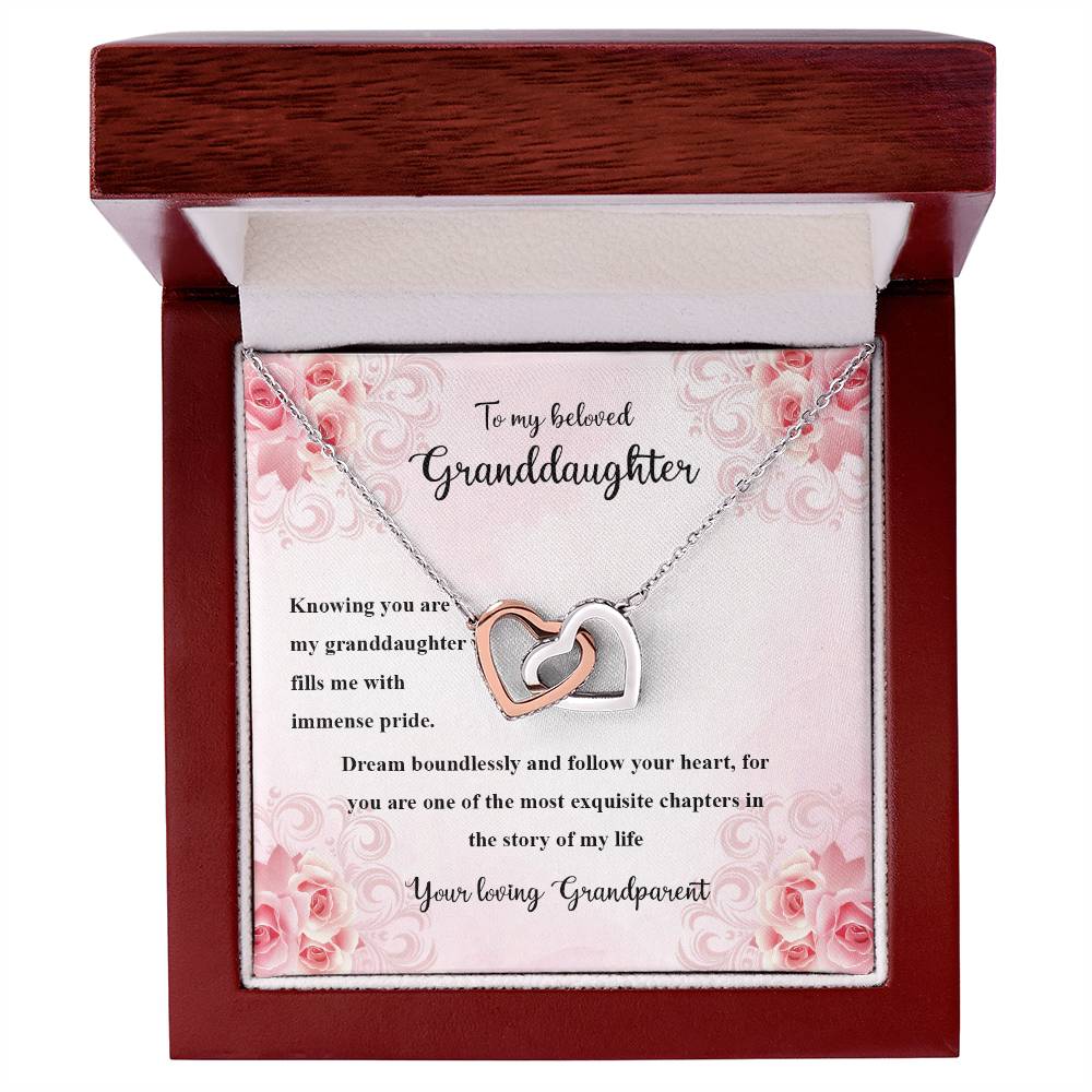 4036a Interlocking Hearts Necklace, Gift to My Granddaughter , with beautiful message card