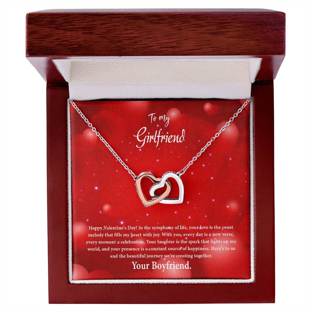 valentine-34c Interlocking Hearts Necklace, Gift to my Girlfriend with Beautiful Message Card