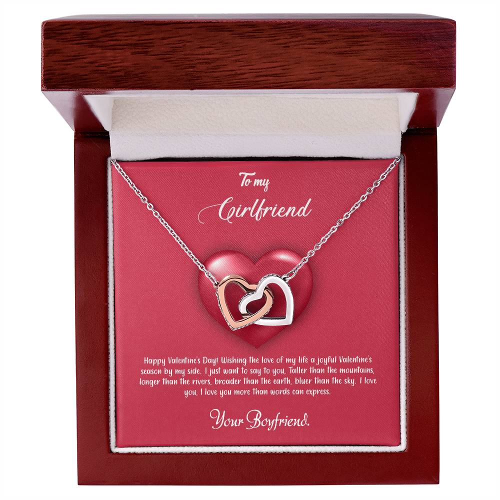 valentine-35c Interlocking Hearts Necklace, Gift to my Girlfriend with Beautiful Message Card