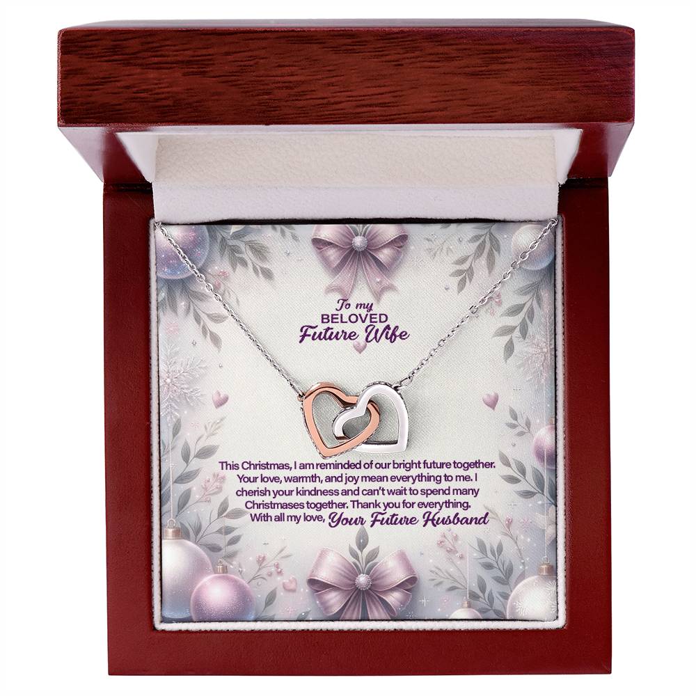 4053c Interlocking Hearts Necklace, Gift to my Future Wife with Beautiful Message Card