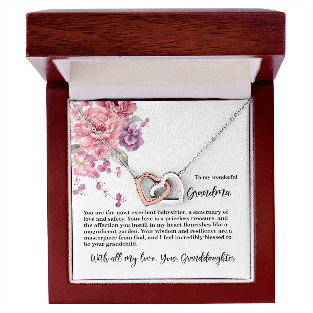 4027d Interlocking Hearts Necklace, Gift to my Grandma with Beautiful Message Card