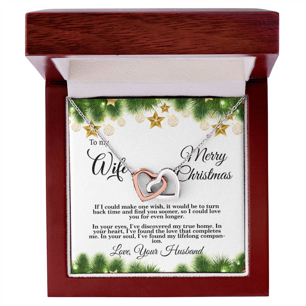 4004b Interlocking Hearts neck, Gift to my Wife with Beautiful Message Card