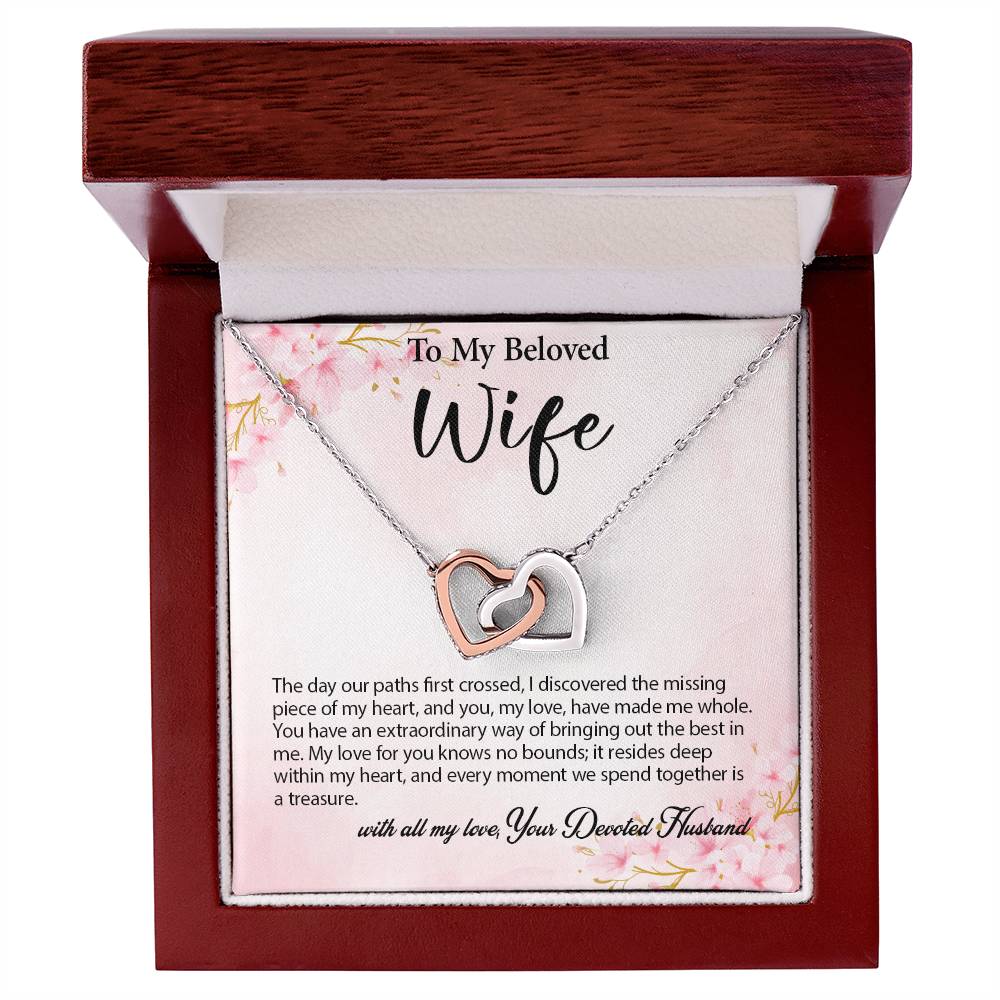 4029a Interlocking Hearts neck, Gift to my Wife with Beautiful Message Card