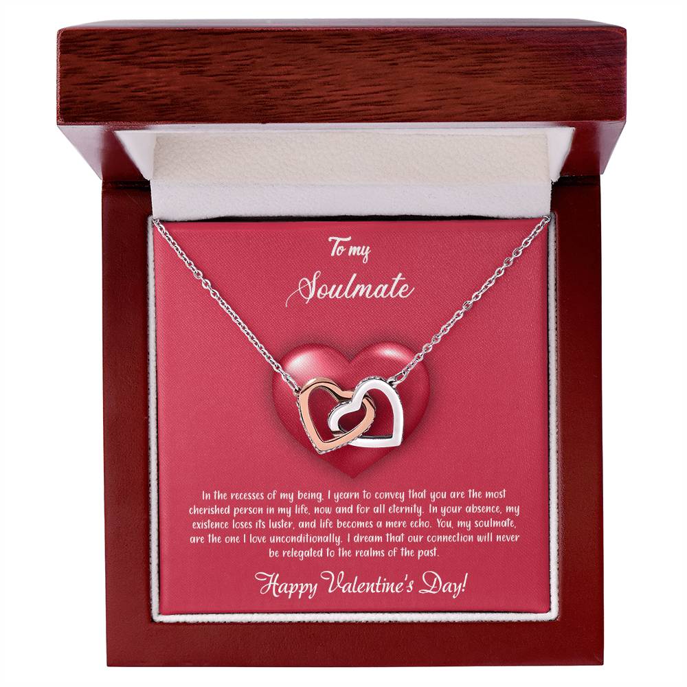 valentine-35b Interlocking Hearts neck, Gift to My Soulmate with Message Card