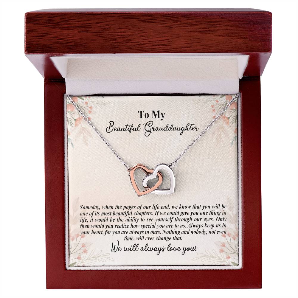 4025d Interlocking Hearts Necklace, Gift to My Granddaughter , with beautiful message card