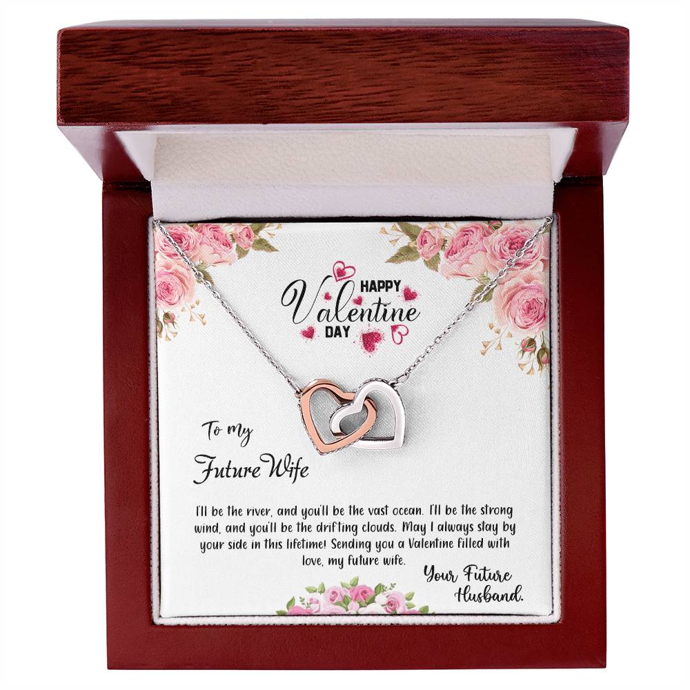 valentine-31d Interlocking Hearts Necklace, Gift to my Future Wife with Beautiful Message Card