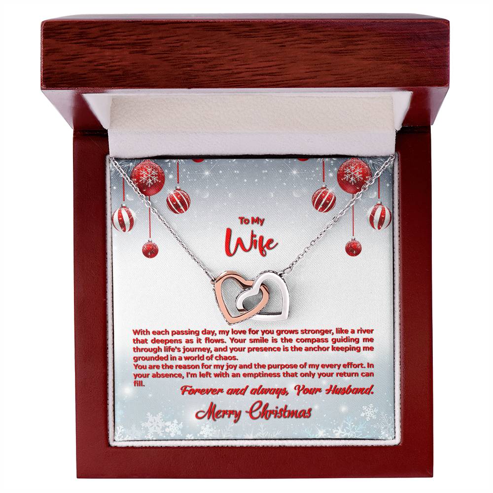 4012a Interlocking Hearts neck, Gift to my Wife with Beautiful Message Card