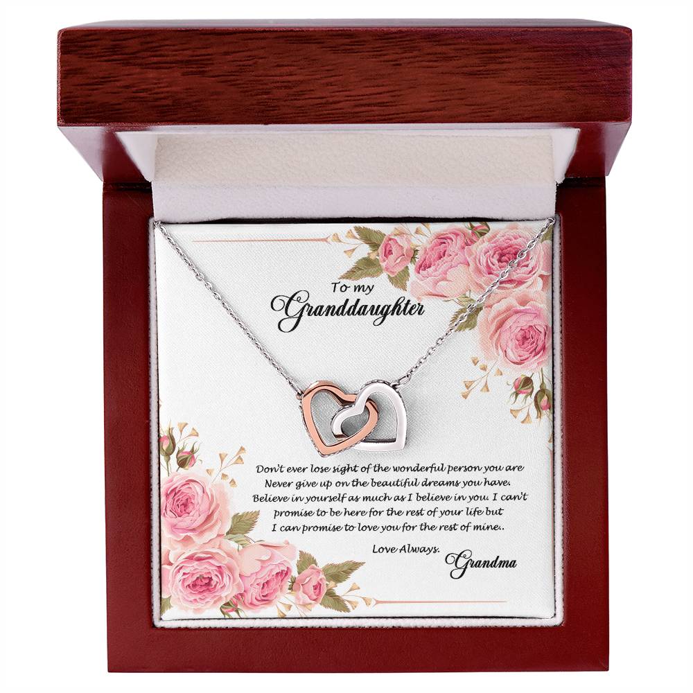 4034 (a) Interlocking Hearts Necklace, Gift to My Granddaughter , with beautiful message card