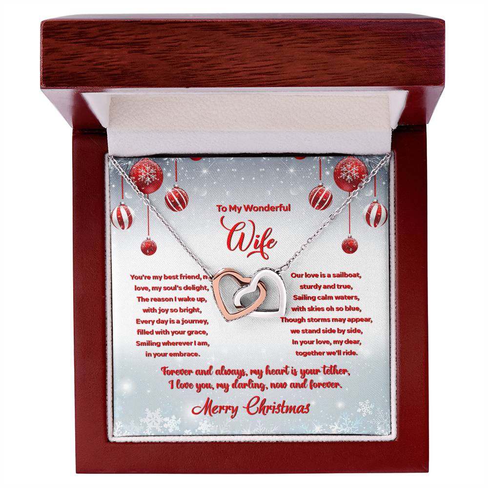 4012c Interlocking Hearts neck, Gift to my Wife with Beautiful Message Card