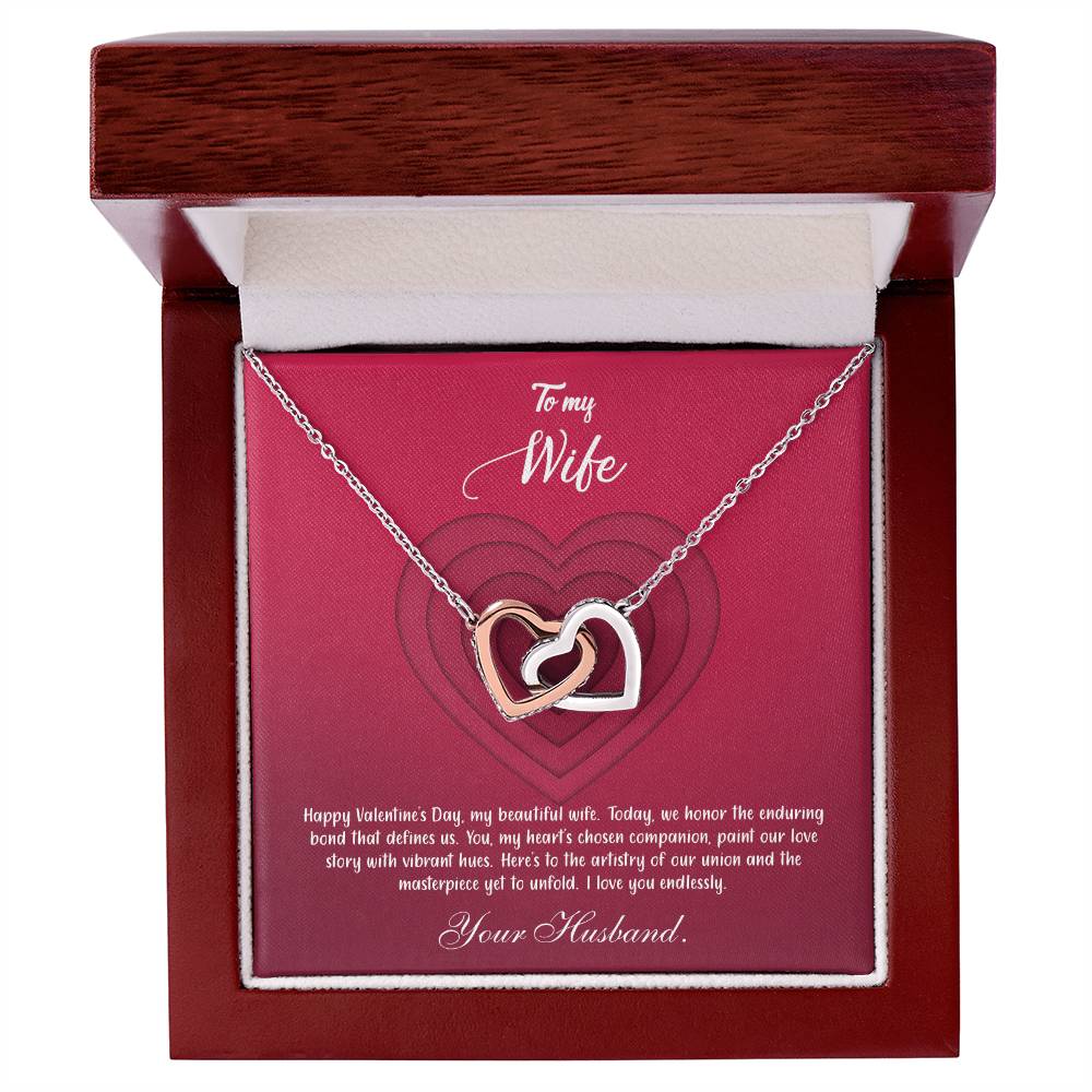 valentine-9a Interlocking Hearts Necklace, Gift to my Wife with Beautiful Message Card