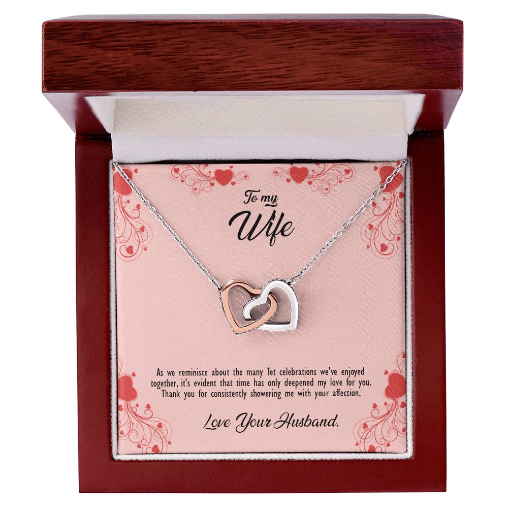 valentine-29a Interlocking Hearts Necklace, Gift to my Wife with Beautiful Message Card