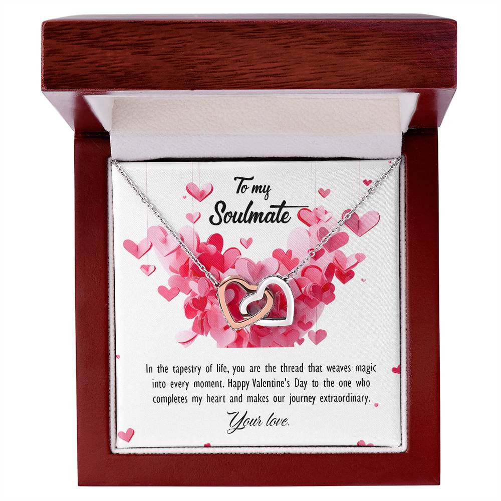 valentine-26b Interlocking Hearts neck, Gift to My Soulmate with Message Card