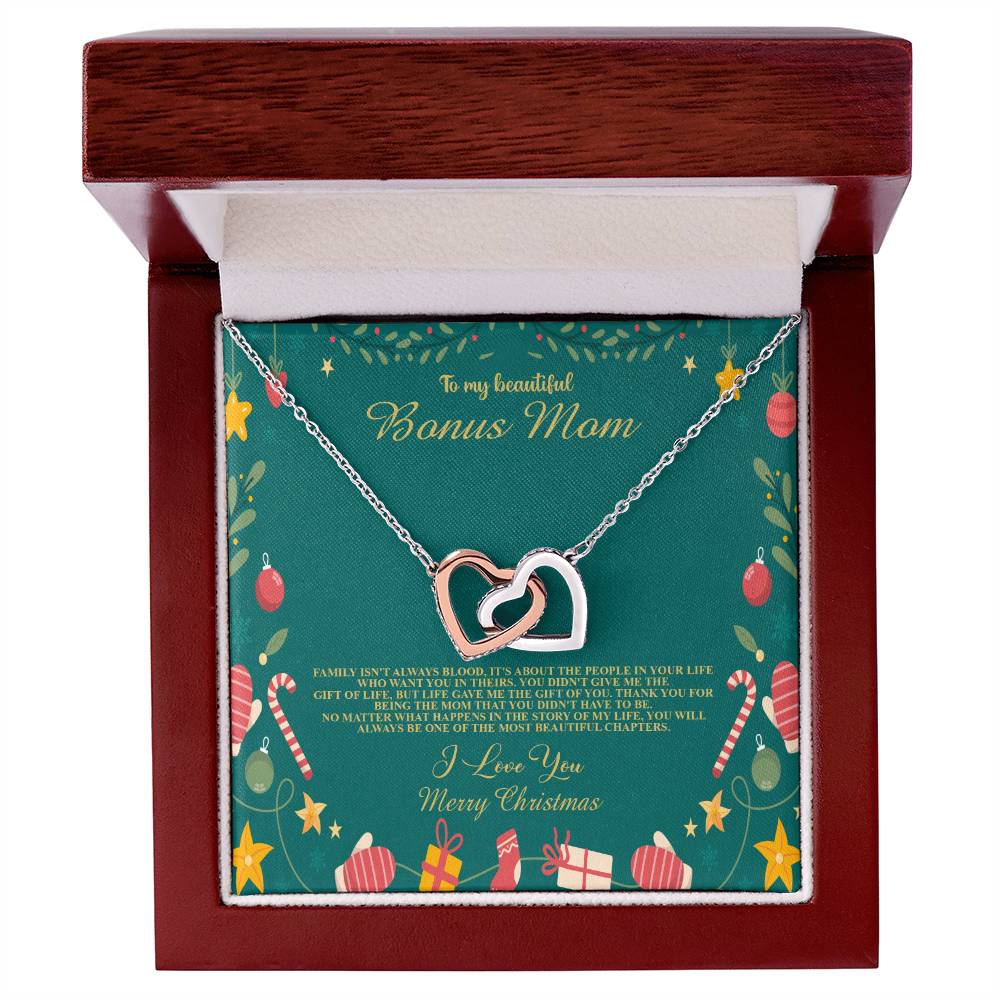 94098c Interlocking Hearts Necklace, Gift to my Stepmom with Beautiful Message Card