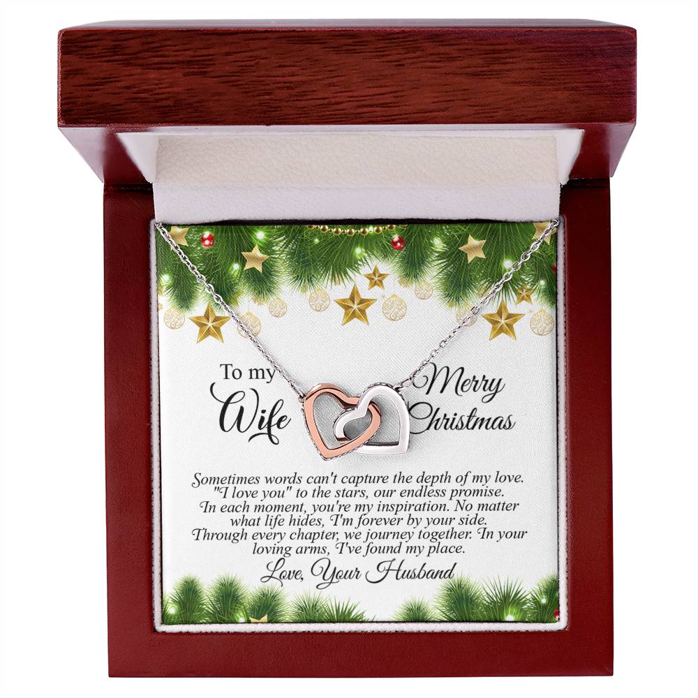 4004c Interlocking Hearts neck, Gift to my Wife with Beautiful Message Card