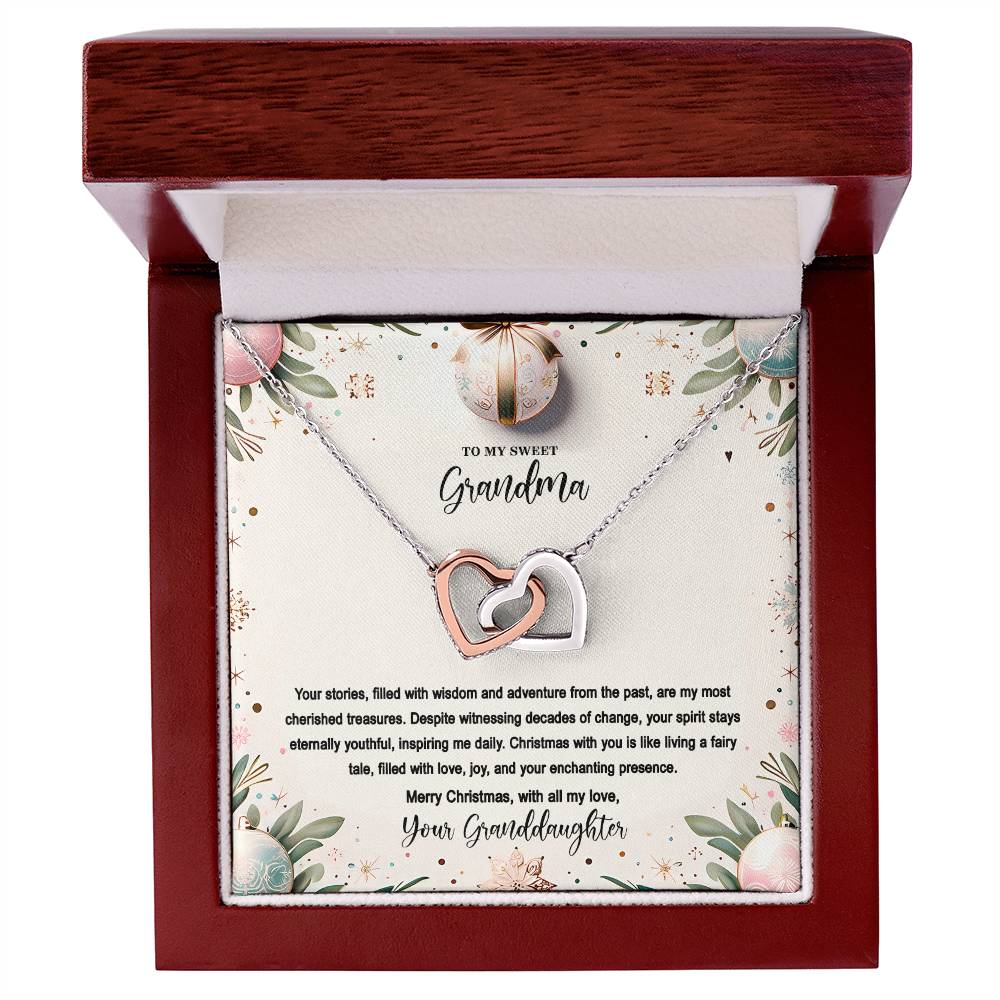 4048(c) Interlocking Hearts Necklace, Gift to my Grandma with Beautiful Message Card