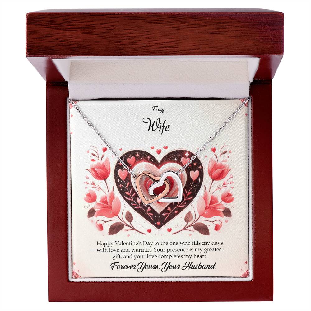 Valentine-st5a Interlocking Hearts Necklace, Gift to my Wife with Beautiful Message Card