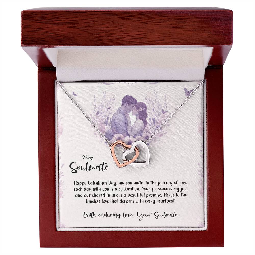 Valentine-st14b Interlocking Hearts neck, Gift to My Soulmate with Message Card