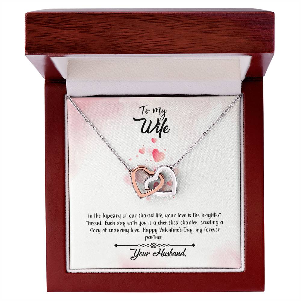 valentine-12a Interlocking Hearts Necklace, Gift to my Wife with Beautiful Message Card