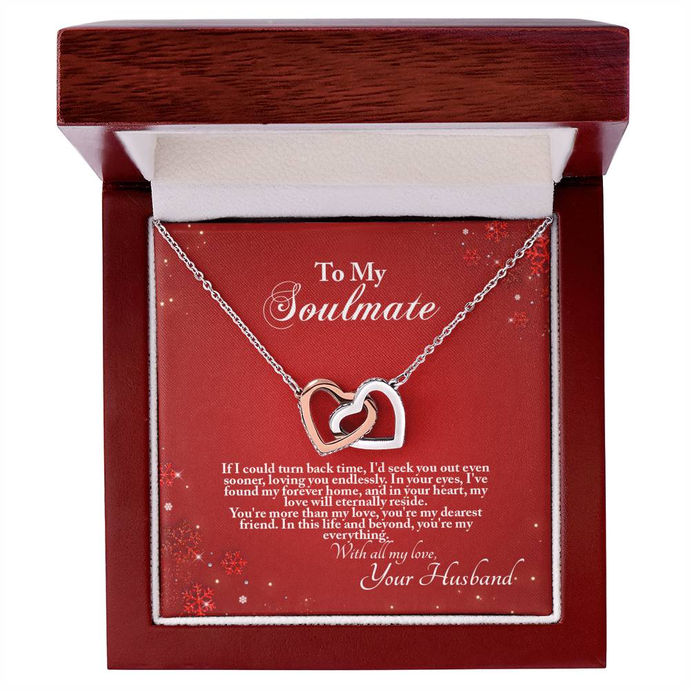 4005a Interlocking Hearts neck, Gift to My Soulmate with Message Card