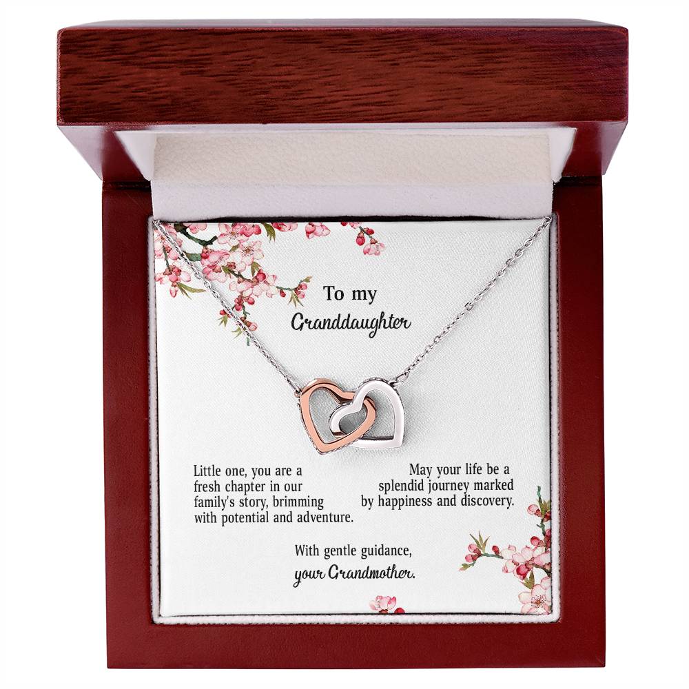 4039d Interlocking Hearts Necklace, Gift to My Granddaughter , with beautiful message card