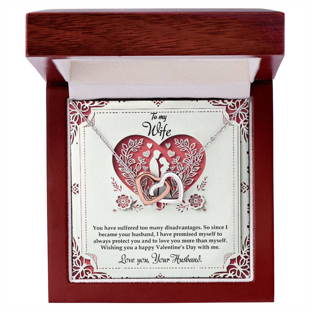 Valentine-st16a Interlocking Hearts Necklace, Gift to my Wife with Beautiful Message Card