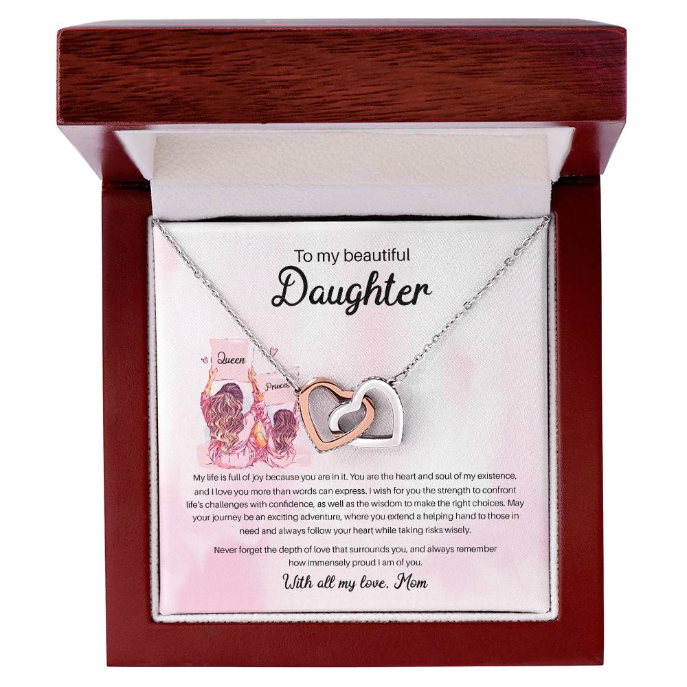 94941 a Interlocking Hearts Necklace, Gift to my Daughter with Beautiful Message Card