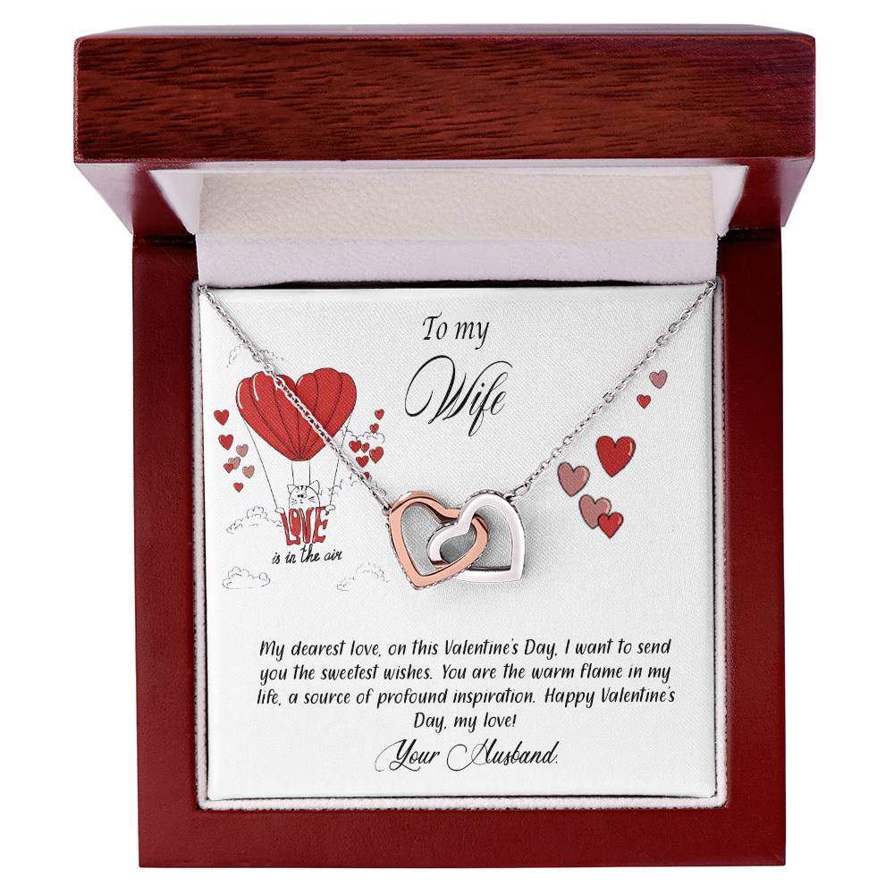 valentine-24a Interlocking Hearts Necklace, Gift to my Wife with Beautiful Message Card