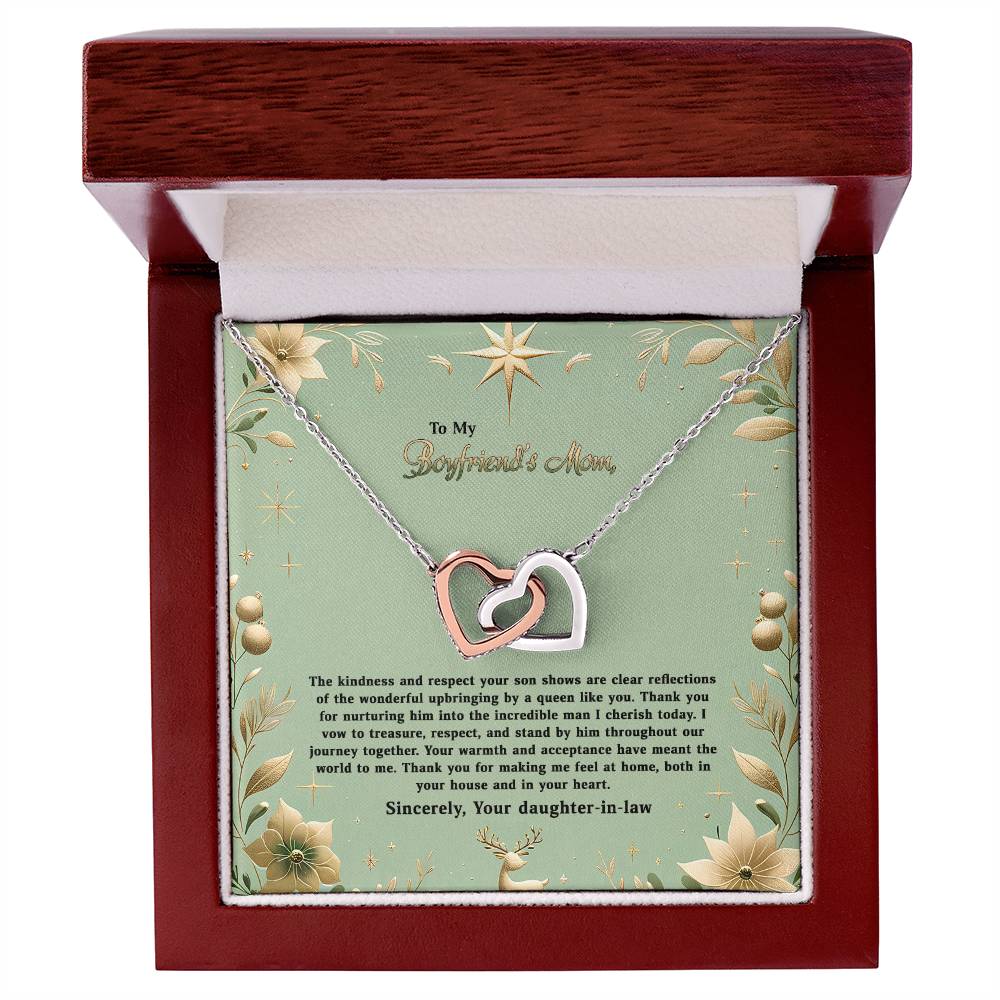 4047a Interlocking Hearts Necklace, Gift to my Boyfriend's Mom with Beautiful Message Card