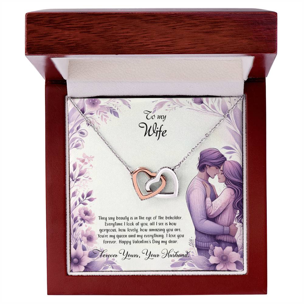 Valentine-st25a Interlocking Hearts Necklace, Gift to my Wife with Beautiful Message Card