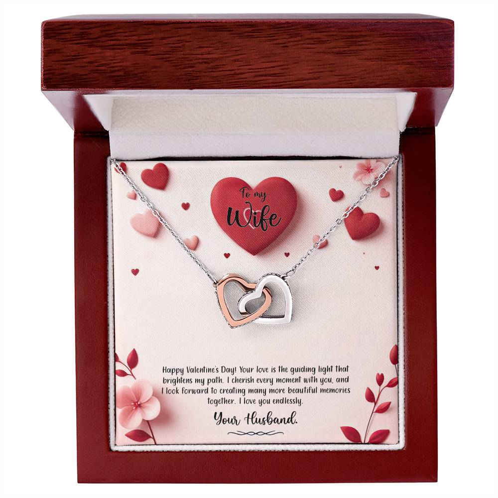 Valentine-st6a Interlocking Hearts Necklace, Gift to my Wife with Beautiful Message Card