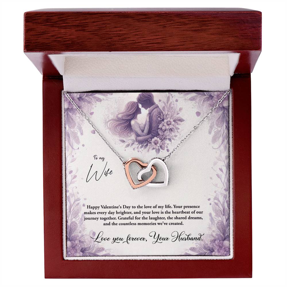 Valentine-st10a Interlocking Hearts Necklace, Gift to my Wife with Beautiful Message Card