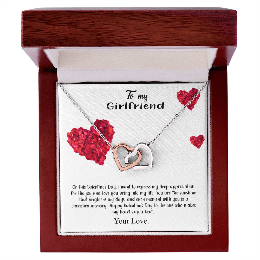 valentine-17c Interlocking Hearts Necklace, Gift to my Girlfriend with Beautiful Message Card