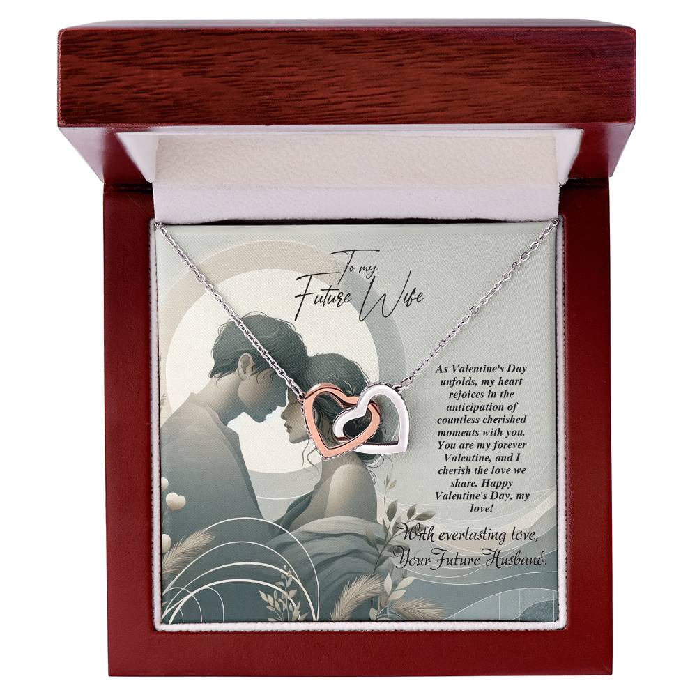 Valentine-st22d Interlocking Hearts Necklace, Gift to my Future Wife with Beautiful Message Card